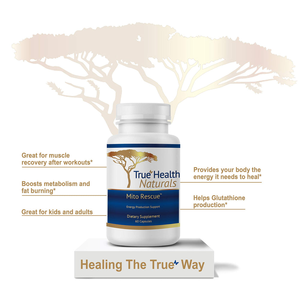 True Healing Naturals - Mito Rescue, Mitochondrial Support Supplements, 60 Vegetarian Capsules