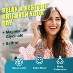 Sugar Free Magnesium Glycinate Gummies 400mg with Ashwagandha, B1, B3, Rhodiola Rosea & Saffron for Support Rest, Mood & Energy Calm Magnesium Gummies for Adults, Chewable Magnesium Supplement, 60Ct