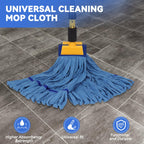 Heavy Duty Commercial Mop Head Replacement Microfiber Tube Mop Heads for Floor Cleaning: 3 Packs Looped End Wet Mop Head Refill for Home Commercial Industrial Use (Blue)