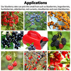 SUGOOE 2 Pack Blueberry Picker with Metallic Comb and Ergonomic Metal Handle, Plastic Scoop for Blueberries Lingonberries Huckleberries (Red)