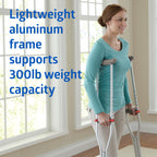 Medline Lightweight Aluminum Red Dot Crutches, For Patients 5’1”–5’-9”, Walking Aid For Adults & Seniors Comfortably Supports Up To 300lbs.