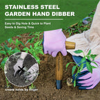 Haliaeetus Dibber Garden Tool, Stamped Stainless Steel Tip Seed Dibber