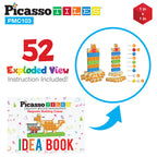 PicassoTiles 103 Pieces 1" Magnetic Toy Building Block Cubes Building Block, 3D Cube Construction Cubes Magnet Sensory Toys Gifts Educational with Free Idea Book for Kid, Boy, Girl & Toddler PMC103