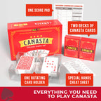 All7s Deluxe Canasta Game Set for Adults & Seniors, Jumbo Index Large Print Cards, Rotating Tray, Scorepad, Classic Playing Card Game, Gift for Families & Grandma