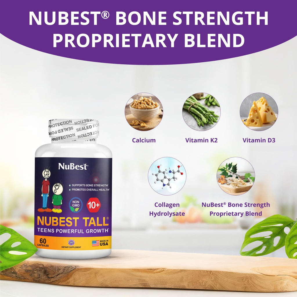 NuBest Tall 10+ - Advanced Bone Strength Formula - Supports Immunity, Healthy Development & Optimal Wellness - for Children (10+) & Teens Who Drink Milk Daily | Pack 3 | 3 Months Supply