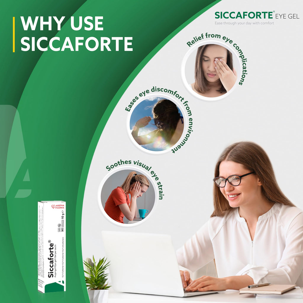 Siccaforte | Intensive Dry Eye Gel with Carbomer | Smooth, Moisturizing for Fresh Eyes | Soothing and Sore Eyes | Comfortable for Day Time Use