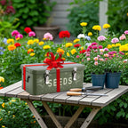 Seed Storage Organizer with Lid, Metal Seed Bin Seed Packet Container
