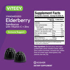 Viteey Sambucus Elderberry Gummies for Adults – Elderberry Vitamin C and Zinc Immunity Gummies - Vegan, Gluten-Free – 120 Count