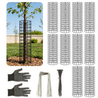 Augshy 10-Pack Tree Trunk Protectors, 17 × 13 Inch Expandable Metal Guard