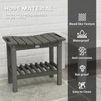 Outsunny Shower Bench for Inside Shower, HDPE Shower Stool with Handle, Storage Shelf, Non-Slip Pads, Waterproof Foot Stool for Indoor Outdoor, Dark Gray