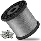 1/16 Wire Rope, 600FT 304 Stainless Steel Cable with 200Pcs Crimp Sleeves, Aircraft Grade, 7x7 Strand, 368lbs Breaking Strength, for Garden Trellis, Clothesline, Railing,Trellis