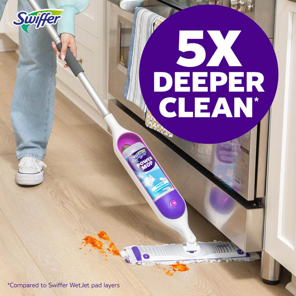 Mop Heavy Quality Floor Mop with Bucket, Flexible Kitchen tap Flat Squeeze Cleaning Supplies 360 Flexible Head/2 Reusable Pads Clean Home Floor Cleaners (White)