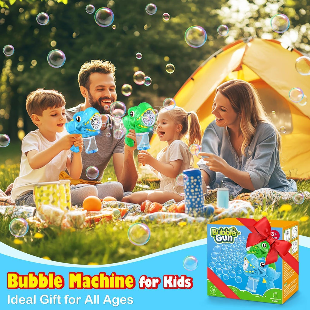 Yunaking Kids Bubble Gun 2 Pack, Dino Bubble Machine for Boy Girl Toys Gift