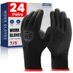 FURWEY Safety Work Gloves-24 Pairs,PU Coated Safety Gloves with Grip,13 Gauge Seamless Knit Glove,for Men and Women, Ideal for Warehouse Package Handling，Construction, Gardening（Small）