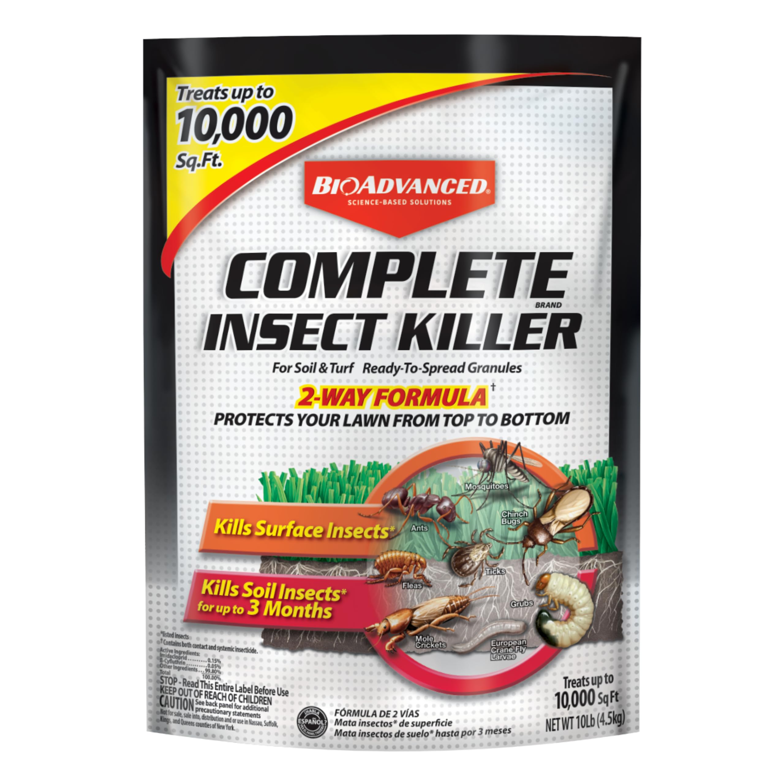 BioAdvanced Complete Brand Insect Killer Granules - Kills Insects Above and Below Ground - Outdoor Insecticide - Up to 3 Months Protection - 10 lb Bag