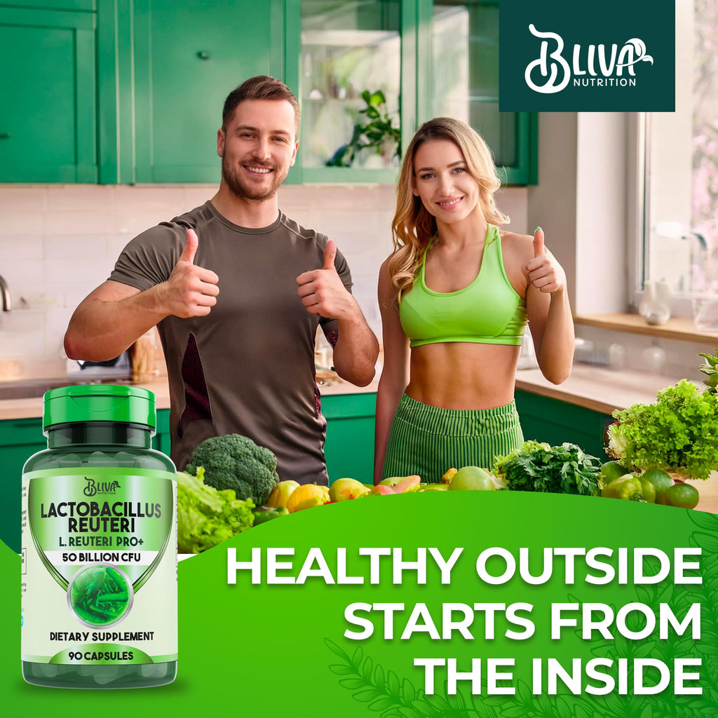 BLIVA Lactobacillus Reuteri Capsules – L Reuteri - 50 Billion CFU per Serving - Highest CFU Count L Reuteri Supplement - 90 Capsules