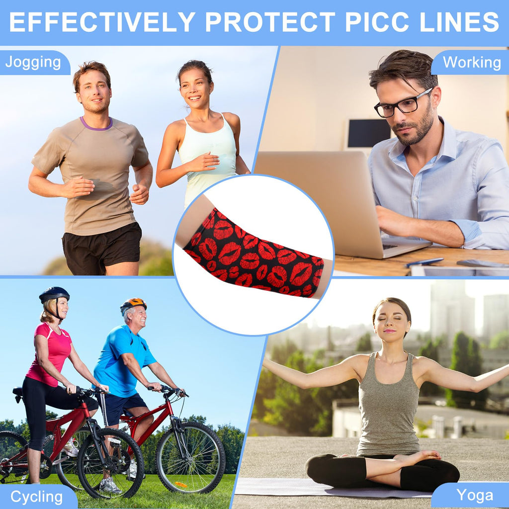 Cuffbow 12 Pcs PICC Line Reusable Sleeve Cover for Adults Upper Arm Breathable Cover Nursing Sleeve Protector Supplies(Stylish)
