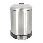 Glad Small Trash Can, 1.2 Gallon | Round Stainless Steel Garbage Bin with Soft Close Lid & Step Foot Pedal | Metal Waste Basket with Removable Inner Bucket, Stainless, 8 x 9.5 x 12 inches
