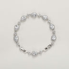 SWEETV Wedding Teardrop Bracelets for Brides Bridesmaids, Crystal Cubic Zirconia Bridal Bracelets for Women Prom, Silver