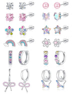 Hypoallergenic Screw Back Earrings for Women Girls Kids Surgical Steel Earrings for Sensitive Ears Cute Heart CZ Flower Butterfly Toddler Girl Earrings Screwback Studs Hoops, Star Age：overyears 4 old
