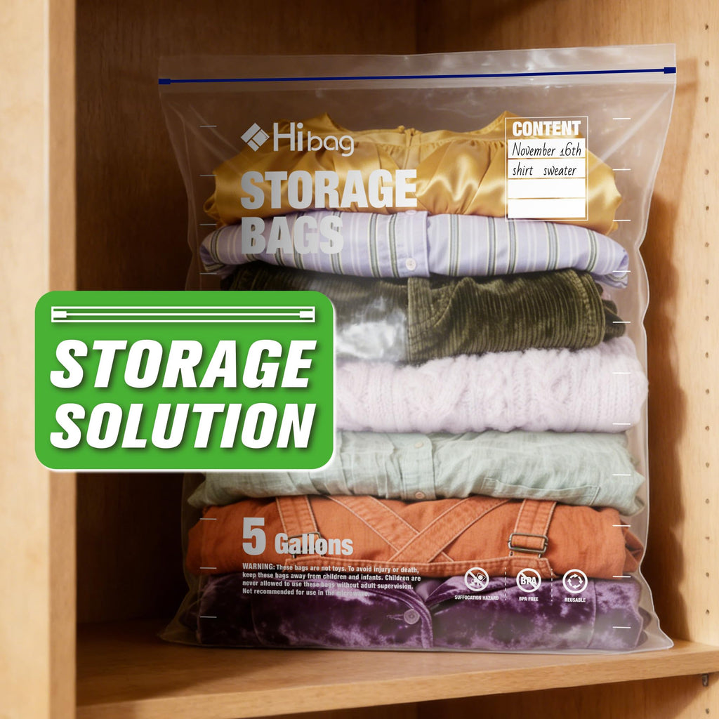 3 Gallon Extra Large Zippered Plastic Bags for Storage, 16'' x 18'', Clear Storage Bags for Clothes, Extra Thick 30 pack