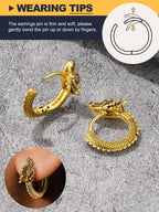 U7 Gold Dragon Earrings Small Hoop Earrings for Men