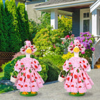 Strawberry Porch Goose Outfits Summer Lolita Goose Outfit Cute Lawn Goose Clothes with Hat Basket Strawberry Geese Accessories Fits 23" Cement Plastic Goose Statue for Outdoor Garden Yard Patio Decor