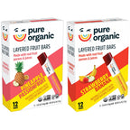 Pure Organic Layered Fruit Bars, Gluten Free, Vegan Fruit Snacks, 2-Flavor Variety Pack (2 Boxes, 24 Bars)
