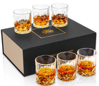 KANARS Whiskey Glasses Set of 6 with Elegant Gift Box for Liquor Scotch Rum