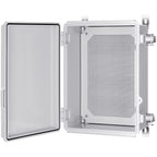 Gratury Junction Box, IP67 Waterproof Plastic Enclosure for Electrical Project, Hinged Grey Cover, Includes Mounting Plate and Wall Bracket (Grey Cover, 14.6"×10.6"×5.9")