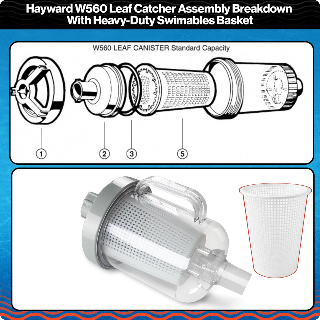 Swimables Leaf Canister Basket Compatible With Hayward W560 Leaf Catcher for Pool Vacuum | Also Compatible With Hayward Pool Vacuum Pool Vacuum Filter AXW431A | Designed for W560 Hayward Leaf Canister