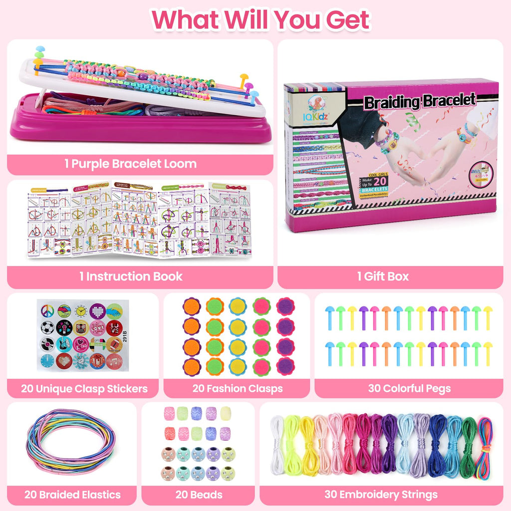 IQKidz Friendship Bracelet Making Kit - Make Bracelets Craft Toys for Girls Age 8-12 yrs, Cool Birthday Gifts for 6 7 9 10 11 Years Old Kids, Christmas Gift Set