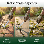 Msstoodun 2 Pack Crack Weeder Tool with Bonus Root Hook, Lightweight Manual Weeding Tool for Sidewalk Cracks, Patio, Driveway & Pavers, Ergonomic Weed Remover for Grass, Moss & Small Weeds