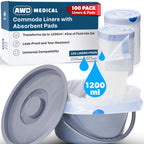 100 PACK - Commode Liners with Absorbent Pads - Adults Commode Bag Compatible with Most Toilets - Portable Commode Liners with Gel Pads - Disposable Bedside Toilet Liner Bags for Adult Potty Chair