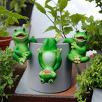 LithosKryos 3 PCS Playful Frog Statues Pot Hugger Decorations for Plant, Miniature Frog Figurines,Women Gifts,Garden Decor Outdoor, Suitable for Flower, Courtyard and Lawn Decorations