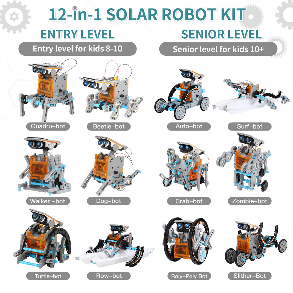 Lucky Doug Solar Power Kits Toys for Boys Ages 8-13, STEM Robot Kit Toys Gifts for Kids 8 9 10 11 12 13 Years, Educational Building Science Experiment Set Birthday for Kids Boys Girls