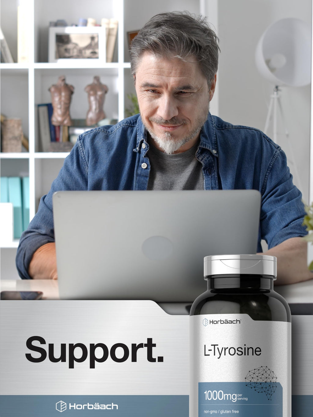 Horbäach L-Tyrosine Supplement | 1000mg | 250 Capsules | Non-GMO and Gluten Free Formula