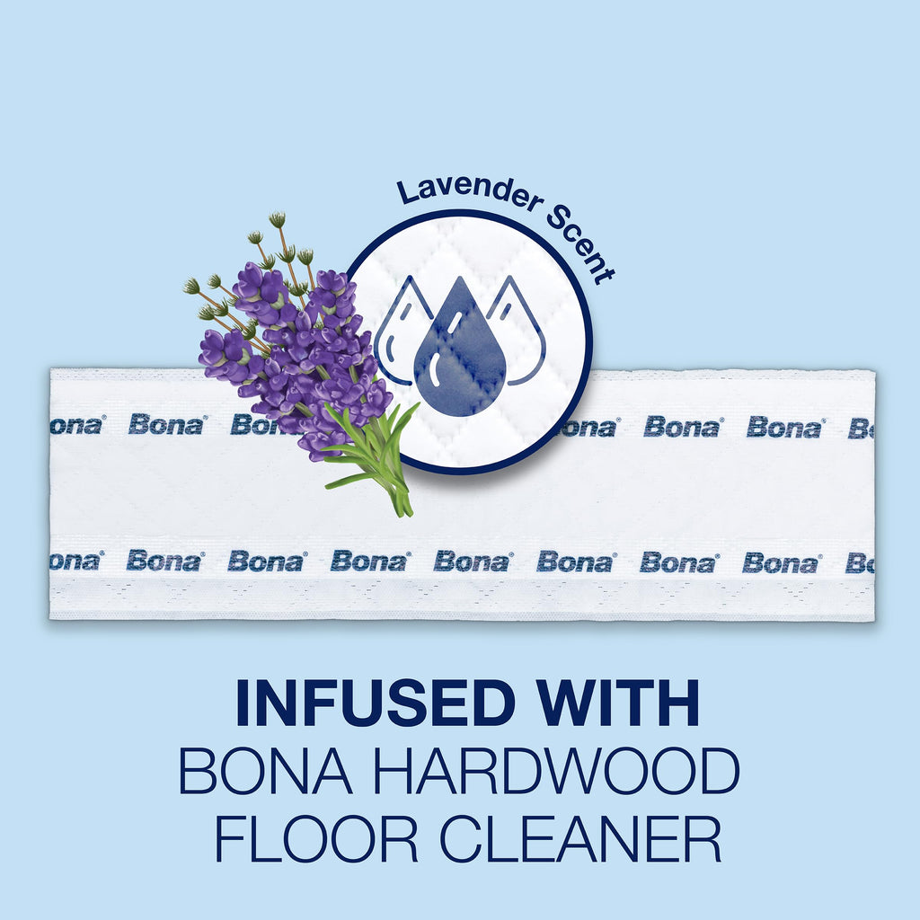 Bona® Disposable Wet Cleaning Pads for Hardwood Floors,Lavender Scent,(Pack of 6)