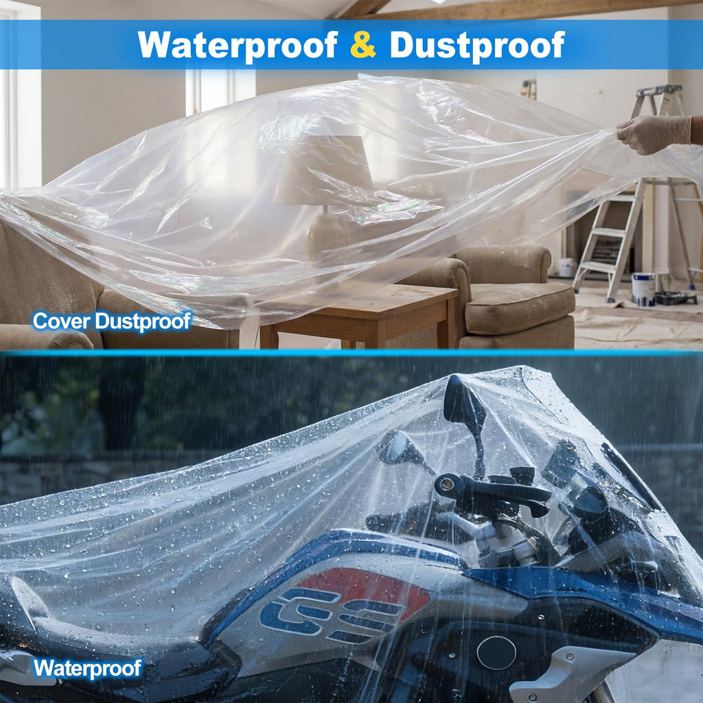 Ceydoew 6 Pack Plastic Drop Cloths for Painting 9x12ft - Disposable Premium Plastic Tarp for Painting, Lightweight Drop Cloth for Painting for Furniture & Floor Protection