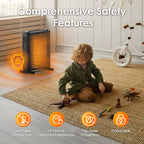 Air Choice 1500W Convection Heater, Mica Infrared Space Heater for Large Room, Thermostat, Remote, 12H Timer, Child Lock, Overheat & Tip-Over Protection, Eco, Portable Heater for Bedroom Office Garage
