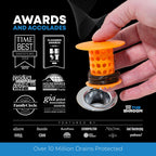 TubShroom Bathtub Drain Hair Catcher – In-Drain Tub Strainer & Clog Prevention Protector, Fits Standard 1.4”–1.75” Tub Drains, Easy Clean, Captures Human & Pet Hair out of Sight (Orange)