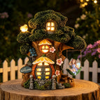 Fairy Garden House, Solar Fairy Houses for Outside, Tree Stump Cottage