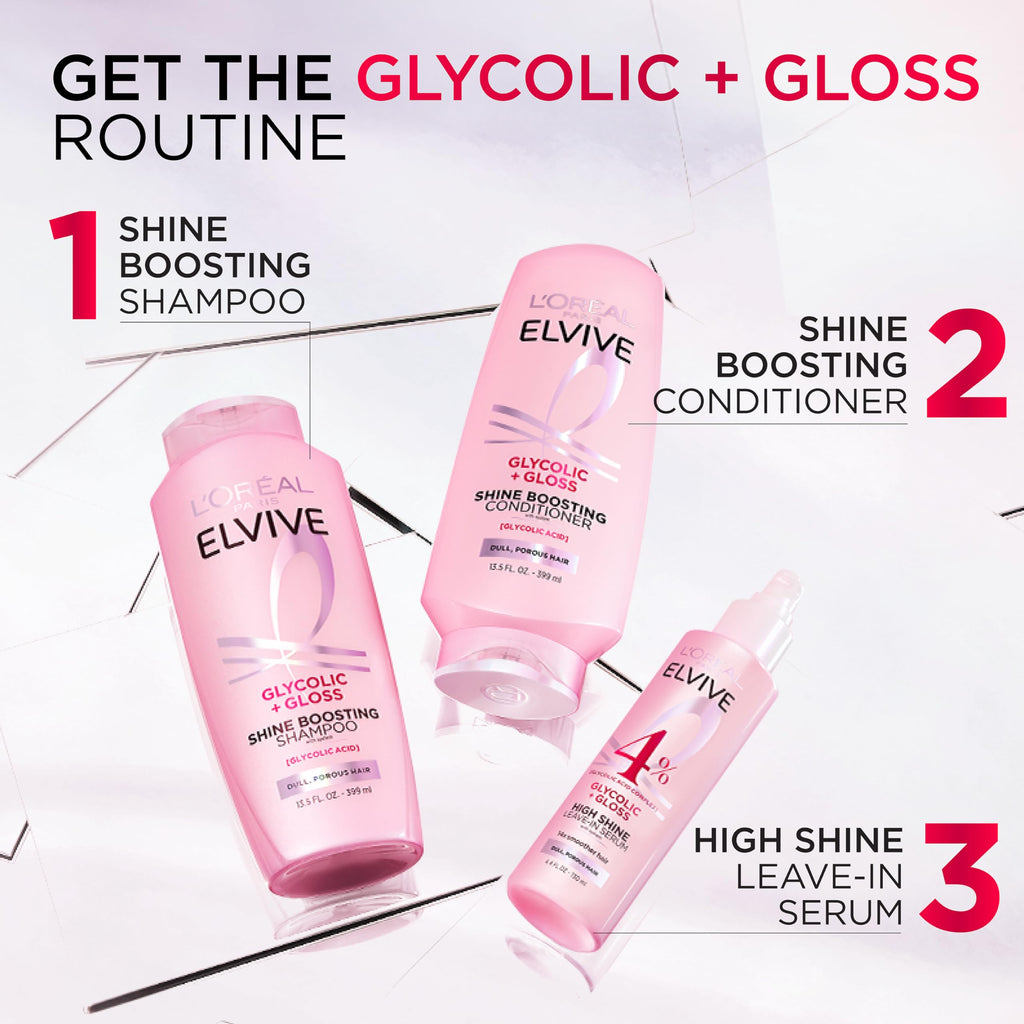 L’Oreal Paris Elvive Glycolic + Gloss Shampoo and Conditioner Set, 56 Fl Oz
