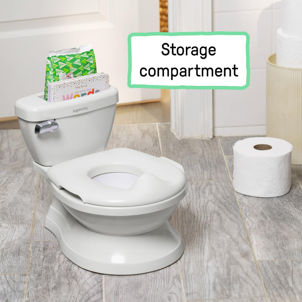 Ingenuity My Size Potty Pro 2-in-1 Potty Training Toilet, Floor Potty with Removable Potty Seat for Standard Toilets, Realistic Flushing Sound, for Toddlers Ages 18+ Months, Up to 50 lb