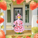 Strawberry Porch Goose Outfits Summer Lolita Goose Outfit Cute Lawn Goose Clothes with Hat Basket Strawberry Geese Accessories Fits 23" Cement Plastic Goose Statue for Outdoor Garden Yard Patio Decor