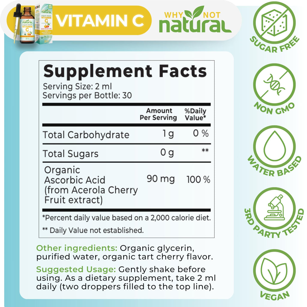 Why Not Natural Organic Liquid Vitamin C Drops Supplement