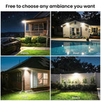 JEJOT White Solar Security Light Outdoor Super Bright LED, Motion Sensor Solar Flood Light, 3 Heads 270° Wide Angle, Remote Control,IP65 Waterproof, 3 Modes (4 Packs)