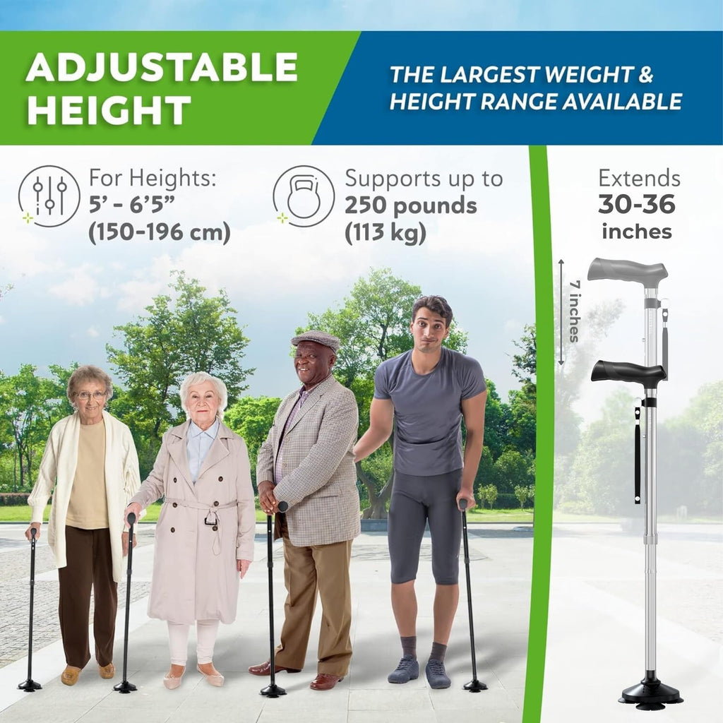 HONEYBULL Walking Cane for Men & Women Foldable, Adjustable, Heavy Duty, Free Standing, All Terrain, Collapsible Walking Sticks for Seniors & Adults