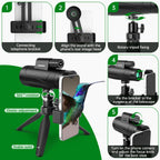 Asacam® 2025 Update - 80x100 Monocular Telescope High Powered for Smartphone HD Monoculars for Adults with Adapter/Tripod for Bird Watching Hiking Hunting Camping Traveling Outdoor Wildlife