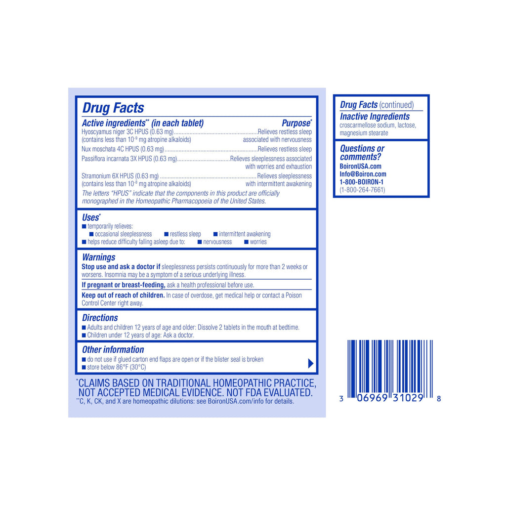 Boiron SleepCalm Tablets Sleep Aid for Deep, Relaxing, Restful Nighttime Sleep - Melatonin-Free and Non Habit-Forming - 120 Count